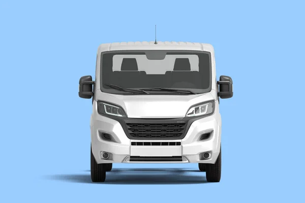 Witte Flatbed Truck Voor Auto Branding Reclame Vooraanzicht Weergave Blauwe — Stockfoto