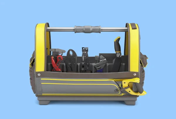 Professional Open Big Tools Case Render Blue Background — Photo