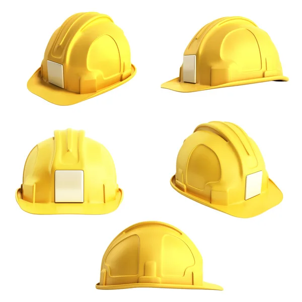 头盔套建筑工具3D 白色无阴影渲染 图库图片
