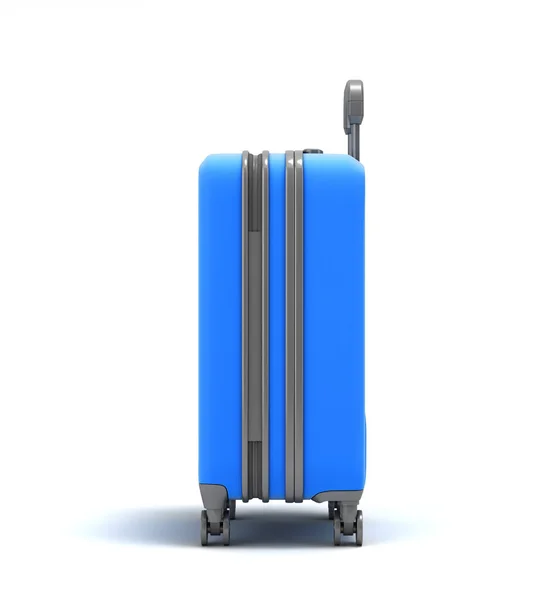 大規模なプラスチック旅行スーツケース付きコンビネーションロックとホイール左ビュー3次元レンダリング上の白 — ストック写真