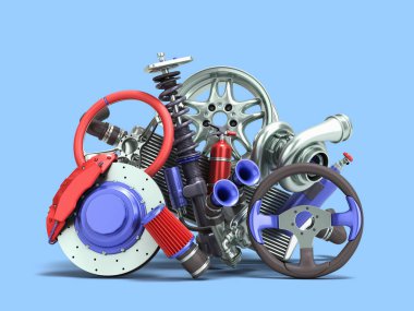 Mavi üzerine dahili bileşenleri 3d renyer ayarlamak için özel yedek parça kümesi