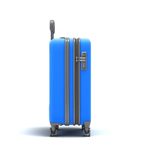 Nagy Műanyag Utazási Bőrönd Kombinációs Zár Kerekek Jobb Nézet Render — Stock Fotó