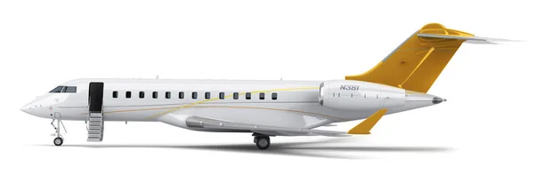 Nieuw Passagiersvliegtuig Met Open Deuren Links Rijconcept Weergave Wit — Stockfoto