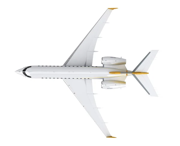 新客机顶部侧视图旅行概念3D渲染为白色 — 图库照片