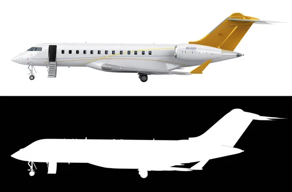 Novo Avião Passageiros Com Portas Abertas Vista Lateral Esquerda Conceito — Fotografia de Stock