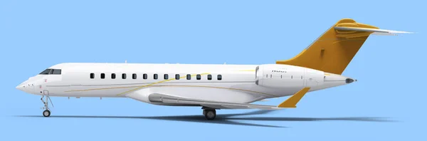 新型客机左舷观光旅行概念3D渲染为蓝色 — 图库照片