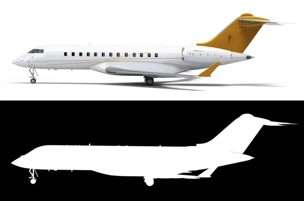 新型客机左边侧视图旅行概念3D渲染为白色与 — 图库照片