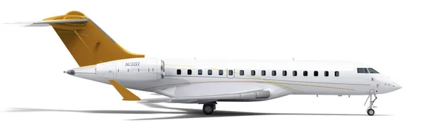新客机的右侧视图旅行概念3D渲染为白色 — 图库照片