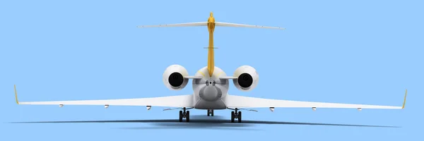 New Passenger Plane Back Side View Travel Concept Render Blue — Stock Photo, Image