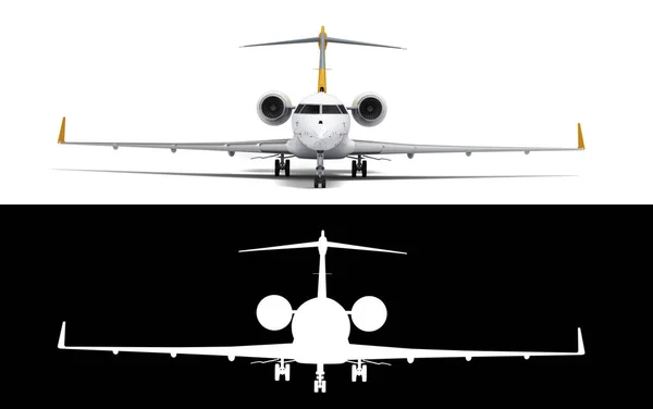 Nové Osobní Letadlo Přední Pohled Cestovní Koncept Vykreslení Bílé Alfa — Stock fotografie