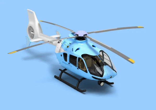 Multipurpose Passenger Helicopter Air Transportation Perspective View Render Blue — Stock Photo, Image