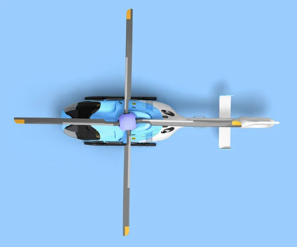 Helicóptero Passageiros Multiúso Para Transporte Aéreo Vista Superior Render Azul — Fotografia de Stock