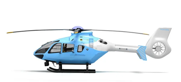 多用途客运直升机 用于空中运输 左视图三维渲染为白色 — 图库照片