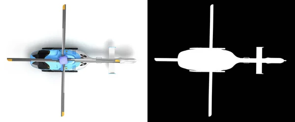 多用途客运直升机 用于空中运输顶视图3D渲染白色与阿尔法 — 图库照片