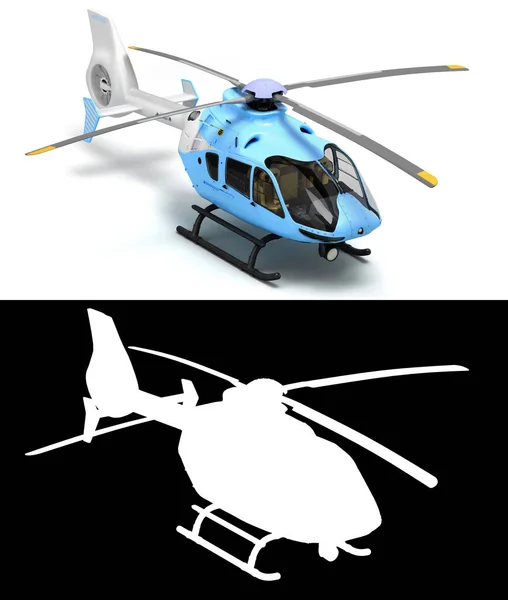 用于航空运输的多用途客运直升机视点3D渲染与 — 图库照片