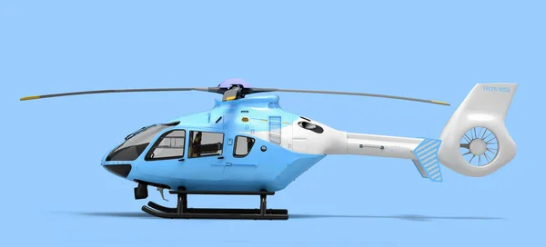 多用途客运直升机 用于空中运输 左图3D蓝色渲染 — 图库照片