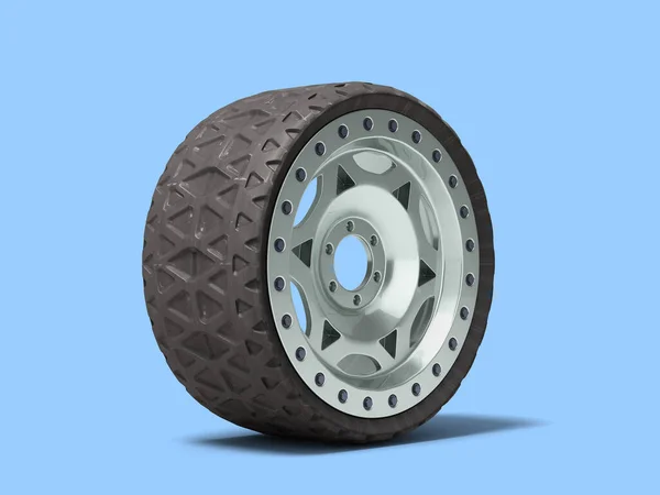 Tubeless Tire Steel Car Rim Render Blue — Stock Photo, Image