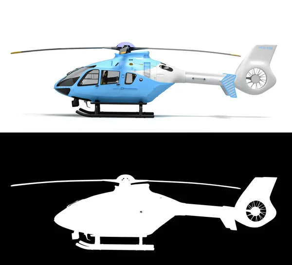 Helicóptero Pasajeros Multiusos Para Transporte Aéreo Vista Izquierda Render Blanco —  Fotos de Stock