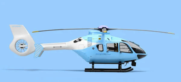 多用途客运直升机 用于空运权视图3D蓝色渲染 — 图库照片
