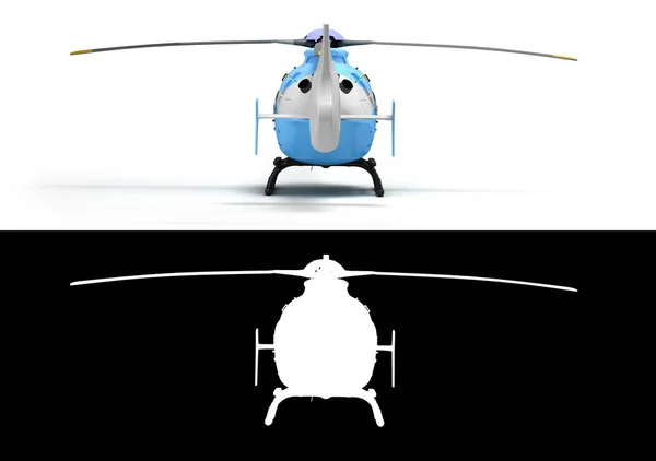 多用途客运直升机 用于航空后视镜3D渲染白色与阿尔法 — 图库照片