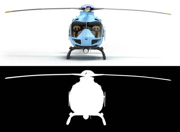 多用途客运直升机 用于航空运输前景3D渲染白色与阿尔法 — 图库照片