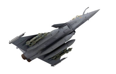 Borttom View 'dan saldırı uçağı. 3D görüntüsü beyaz.