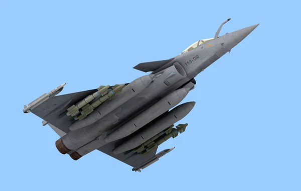 从Borttom视图中攻击战斗机3D渲染为蓝色 — 图库照片