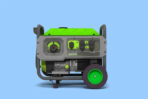 Modern Compact Electrical Generator Front View Render Blue — Stock Photo, Image