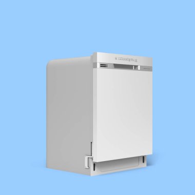 modern yeni bulaşık makinesi perspektifi görünümü 3D mavi renkte