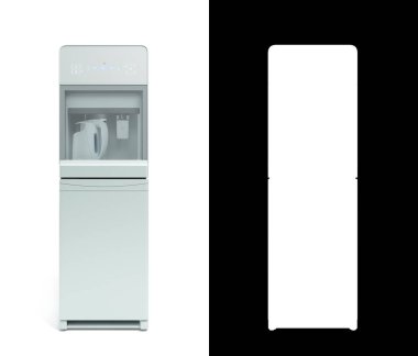 Modrn su soğutucu makine ön görünüm 3d alfa ile beyaz render