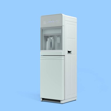 Modrn su soğutucu makine perspektifi mavi üzerinde 3d görüntüleme sol görünüm
