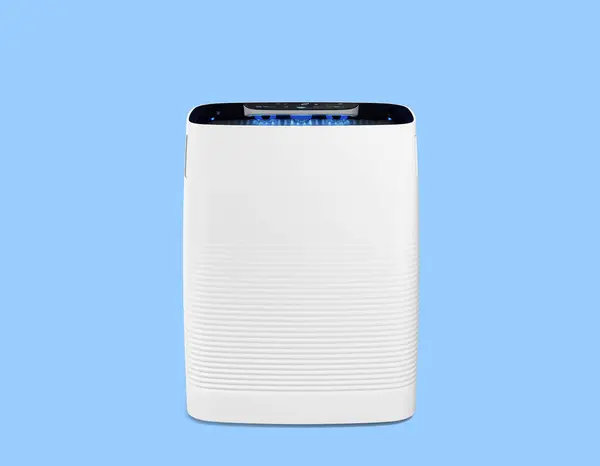Modern air cleaner back view 3d render on blue