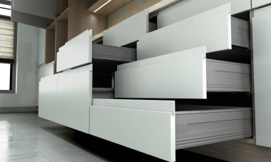 Mutfak dolgusu ve aksesuar açık mutfak mobilya çekmeceleri sunumu dışında 3D 