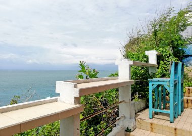 View of Indian ocean,from an empty and abandoned cafe and restaurant