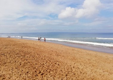 Bali,Indonesia - August 14 2022 : Eco beach at Canggu village of Bali Indonesia during a sunny day and beautiful clear sky