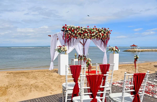 Wedding decoration on Sanur beach ,Bali Indonesia during a sunny day