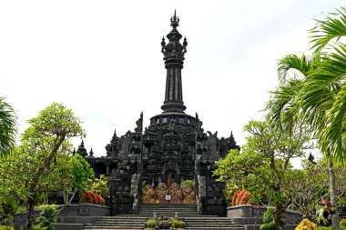 Bali, Endonezya - 4 Nisan 2022: Bali-Endonezya 'daki Kahraman Anıtı. Bajra Sandhi Anıtı, 