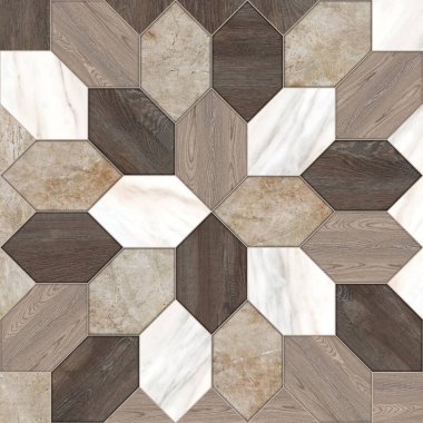 Wood and Marble Pattern Texture Used For Interior Exterior Ceramic Wall Tiles And Floor Tiles. geometrical fashion illustration with wooden and marble textures. modern ceramic mosaic.