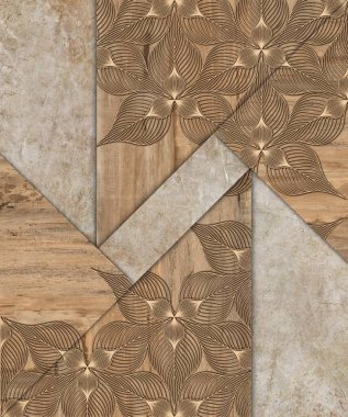 Geometrik dekorasyon. İç seramik duvarlar ve döşeme döşemeleri için kullanılan ahşap ve mermer desenli desen. Modern mermer mozaik, soyut arkaplan, duvar kağıdı.