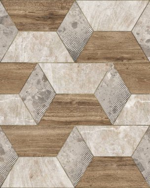 Geometrik dekorasyon. İç seramik duvarlar ve döşeme döşemeleri için kullanılan ahşap ve mermer desenli desen. Modern mermer mozaik, soyut arkaplan, duvar kağıdı.