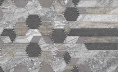 Geometrik dekorasyon. İç seramik duvarlar ve döşeme döşemeleri için kullanılan ahşap ve mermer desenli desen. Modern mermer mozaik, soyut arkaplan, duvar kağıdı.