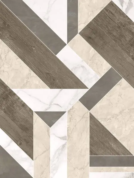 Geometrik dekorasyon. İç seramik duvarlar ve döşeme döşemeleri için kullanılan ahşap ve mermer desenli desen. Modern mermer mozaik, soyut arkaplan, duvar kağıdı.
