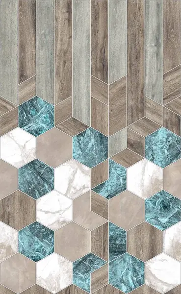 Geometrik dekorasyon. İç seramik duvarlar ve döşeme döşemeleri için kullanılan ahşap ve mermer desenli desen. Modern mermer mozaik, soyut arkaplan, duvar kağıdı.