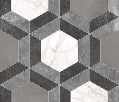 Geometrik dekorasyon. İç seramik duvarlar ve döşeme döşemeleri için kullanılan ahşap ve mermer desenli desen. Modern mermer mozaik, soyut arkaplan, duvar kağıdı. Altıgen döşeme.  