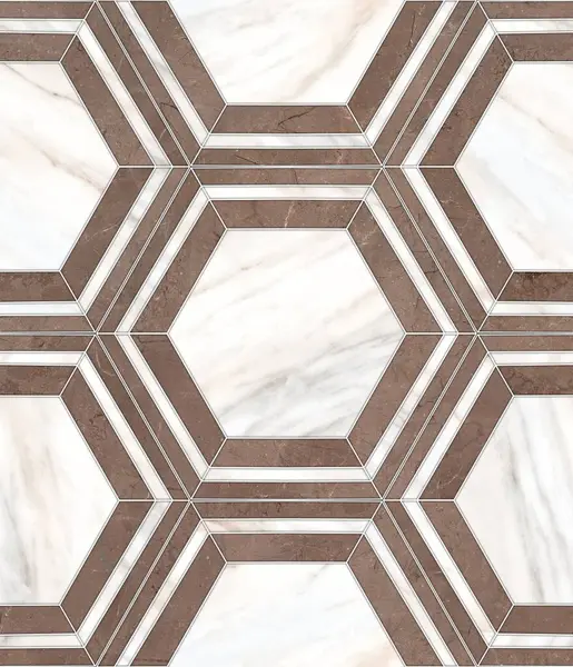   Geometrik dekorasyon. İç seramik duvarlar ve döşeme döşemeleri için kullanılan ahşap ve mermer desenli desen. Modern mermer mozaik, soyut arkaplan, duvar kağıdı, altıgen döşeme.