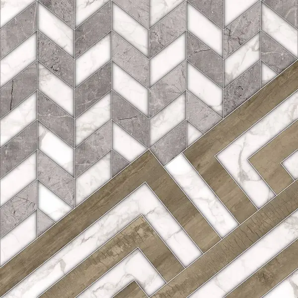 Geometrik dekorasyon. İç seramik duvarlar ve döşeme döşemeleri için kullanılan ahşap ve mermer desenli desen. Modern mermer mozaik, soyut arkaplan, duvar kağıdı, altıgen döşeme.
