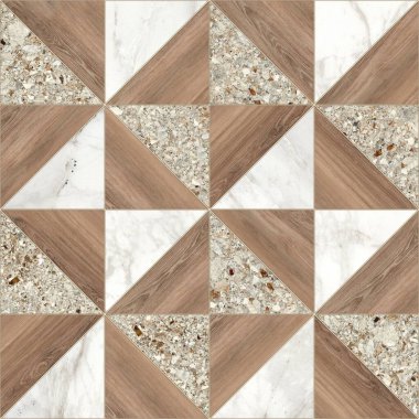 Geometrik dekorasyon. İç seramik duvarlar ve döşeme döşemeleri için kullanılan ahşap ve mermer desenli desen. Modern mermer mozaik, soyut arkaplan, duvar kağıdı, altıgen döşeme.