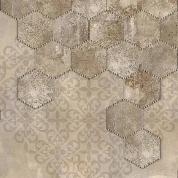 Geometrik dekorasyon. İç seramik duvarlar ve döşeme döşemeleri için kullanılan ahşap ve mermer desenli desen. Modern mermer mozaik, soyut arkaplan, duvar kağıdı, altıgen döşeme.