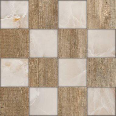 Wood and Marble Pattern Texture Used For Interior Exterior Ceramic Wall Tiles And Floor Tiles. geometrical fashion illustration with wooden and marble textures. modern ceramic mosaic.