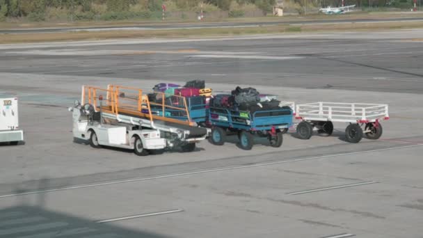 Kerkyra Greece 2022 View Corfu Airport Empty Loaded Carts Luggage — Video